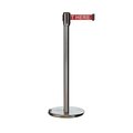 Montour Line Retractable Belt Rolling Stanchion, 2ft Sat.Steel Post  11ft. RWait ME530-SS-PLEASRW-110